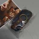 OLLEN Screws-Free Genuine Leather Key Fob Cover Fit for BMW 2023-2025~up New 5/7 Series 740i 760i X1 X2 X3 X5 X6 X7 XM IX IX3 I5 I7 etc, with Key Ring, Blue