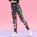 Girls' Tight Pants Black Leggings for Girls Soft Comfortable Printed Leggings Fun Kids Ankle Length Pants for Kids