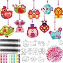 30 Pack Valentine's Day Suncatcher Craft Kits for Classroom Exchange - DIY Pink Heart Paint Art Set - Bulk Valentines Party Favors Gifts, Non-Candy Activity, Window Ornaments Decor