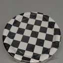 SietDESEO 50 PCS Race Car Dessert Plates 7 Inch Black and White Checkered Paper Plates Dinner Plates for Racing Theme Party Birthday Baby Shower Decoration Disposable Party Plates