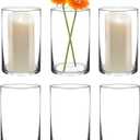 6 Inch Tall Glass Cylinder Vase for Table Centerpieces,Set of 6 Clear Glass Vases Bulk for Flowers Decor,Floating Candle,Wedding Favors(3.5" W X 6" H)