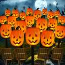 Retisee Halloween Pumpkin Pathway Markers Lights Solar Powered Pathway String Lights Light up Jack O Lantern Pumpkin Garden Stakes for Yard Lawn Tree Patio Walkway Driveway Party Decor (10 Pcs)
