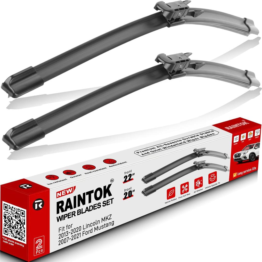 22" 20" Windshield Wiper Blades Replacement for 2013-2020 Lincoln MKZ / 2007-2021 Ford Mustang Original Factory Quality Front Wipers Blade Set for My Car - (Pack of 2)