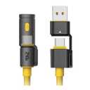 HELIX FlashCharge 4-in-1 USB-A and USB-C® to USB-C® Flashlight Charge and Sync Cable, 3.2 Ft. in Gray