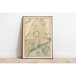 Maine - State Map, 1897 | Historical Map Print - 24in x 18in