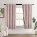 HOMEIDEAS Full Chenille Blackout Curtains for Bedroom Blush Pink Curtains 63 Inch Length 2 Panels for Living Room Thermal Insulated Black Out Grommet Window Drapes, W52 x L63