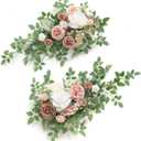 Ling's moment 2pcs Dusty Rose Artificial Flower Garland Floral Swags Centerpieces Blush Wedding Arch Flower Greenery Arrangements for Sweetheart Table Wall Window Home Garden Outdoor Decor