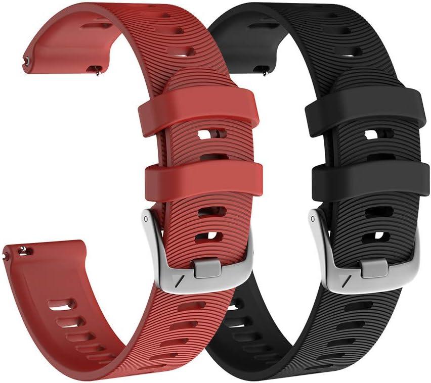 NotoCity for Garmin Forerunner 245/Forerunner 55 Band, 20mm Replacement Band for Galaxy Watch 5/5 Pro Galaxy Watch 4/Vivoactive 3/Vivoactive 5 (Black+Red)