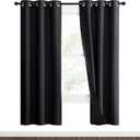 NICETOWN High-End Thermal Kitchen Curtains, Black, 37" Wide Per Panel, Set of 2 Panels, Full Blackout Curtains 70 Inches Long for Dining Room, Soundproof Window Treatment Drapes for Hall Room