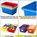 Hoolerry 24 Pcs Plastic Cubby Storage Bins Classroom Cubby Organization with Self Adhesive Labels Bin Small Stackable Storage Containers Toy Book Box for School(11.5 x 7.5 x 5 Inch,Colorful)
