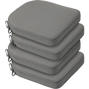 BPS 20 x 19 Inch Outdoor Chair Cushion Set of 4, Fade-Resistant and Water-Resistant Solution-Dyed Polyester Fabric Patio Chair Cushions with Straps for Outdoor/Indoor Dining Chairs