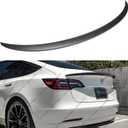 Rear Spoiler Compatible with 2017-2023 Tesla Model 3, P Style Duckbill Trunk Exterior High Kick Tail Deck Lid Splitter Wing Lip Man Gift (Matte Carbon Fiber Pattern)