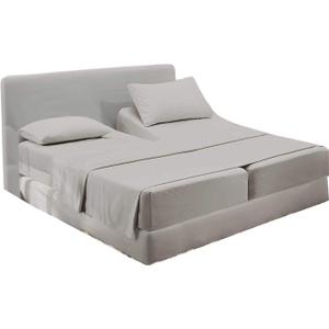 5-Piece Split California King Sheets - 100% Egyptian Cotton 400-TC, 15 Inch Deep Pocket - Light Grey Solid
