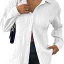 YKR Womens Textured Button Down Shirt Long Sleeve Button Up Shirts Casual Work Office Blouse (Purple, XL)