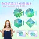 4PCS Fractal Hexagon 3D Printed Fidget Toys, Sensory Stress Relief, Holiday, Christmas & Birthday Gifts for Kids & Adults(with Stick4.7 inches-Bluegreen)