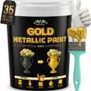 Meuvcol Gold Paint, 35 Floz Metallic Liquid Gold Leaf Paint - Non Toxic Shiny Acrylic Coating for Metal, Wood, Furniture, Clay, DIY Crafts, Artwork & Home Dcor