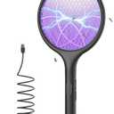 YISSVIC Electric Fly Swatter Bug Zapper Racket Dual Modes Mosquito Killer with Purple Mosquito Light Rechargeable for Indoor Home Office Backyard Patio Camping (Black)