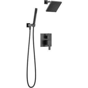 Delta Modern Square Shower System Faucet Set, Matte Black 6.5-inch Shower Head and Handle Set, Valve Trim Kit, Matte Black T342703-BL (Valve Not Included)