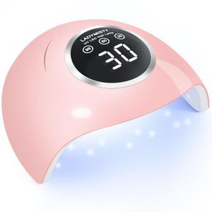 72W UV LED Nail Lamp Light Dryer for Nails Gel Polish with 18 Beads 3 Timer Setting & LCD Touch Display Screen, Auto Sensor, Professional Nails, Pink