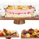 Acacia Wood Cake Stand with Lid, 17'' Rectangle Cake Holder