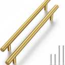 Haliwu 5 Pack Cabinet Handles Brass Gold Cabinet Pulls 5 Inch Hole Center Drawer Pulls Modern Bar Dresser Handles for Bathroom Kitchen Bedroom