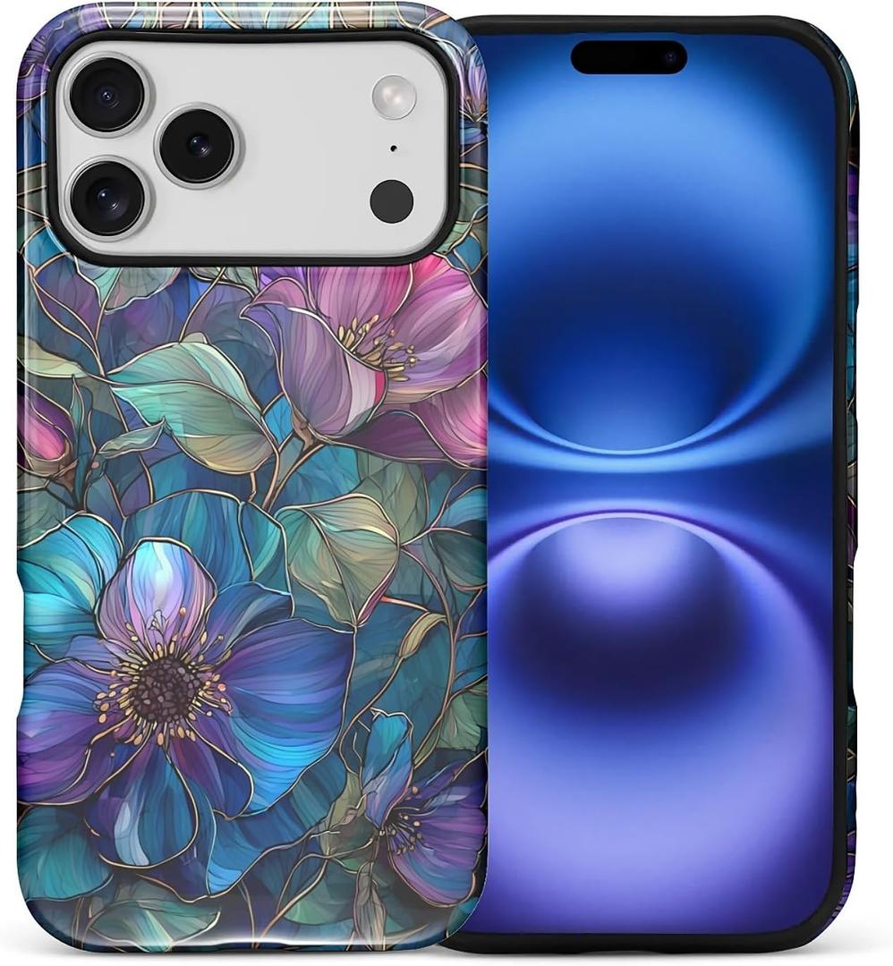 DAIZAG Case for iPhone 17 Pro Max,Lovely Phone Case for Girls Women,Scratch Resistant Shockproof Protective Cover-Gradient Color Flowers