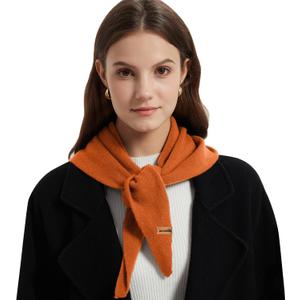 ACUSHLA 100% Merino Wool Triangle Scarf for Women Winter Neck Gaiter Warmer Knit Hooded Scarf Soft Warm Neck Wrap (Orange 213)
