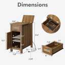 Narrow End Table with Charging Station - Midcentury Rattan Slim Side Table with USB Ports and Power Outlets, Nightstand with Flip Top and Storage Drawer, for Small Spaces Living Room Bedroom, 22 inches x 11.8 inches x 23.6 inches