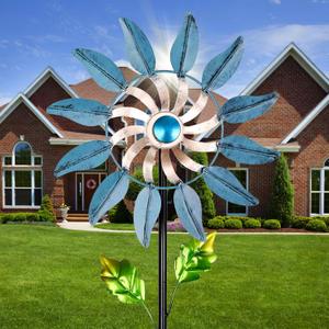 2 x Decorative Garden Stakes Wind Spinners Outdoor Clearance Metal Yard Art Gifts for Women Grandma Mom for Lawn Patio Yard Pathway Driveway Ornaments (Arc)