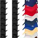 Hat Organizer for Baseball Caps (2-Pack), Strong Adhesive Hat Rack for Wall, Multi-layer Hat Hooks Storage for 18 Hats, Hat Holder Hanger for Door, Bedroom, Closet - Black