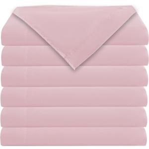 Bulk Queen Flat Sheets Only, 6 Pack Quick Sort Top Bed Sheet, Color-Coded Label Threads, Wrinkle-Free Shrinkage Durable Microfiber Hotel Motel Airb&bs Essentials for Hosts (90"x102",Pink)