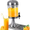2.2 Gallon Drink Dispensers for Parties, Beverage Dispenser with Stand, Commercial Hot Cold Juice Dispenser with Ice Container and Stainless Steel Drip Trays for Beer, Water Lemonade