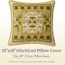 Floral Throw Pillow Covers, Olive Green Pillow Covers Euro Shams Decorative Accent Pillow 18x18 for Bed Couch Grandmillennial Home Decor, Green Daisy