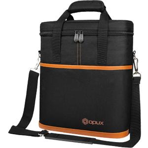 OPUX 3 Bottle Wine Carrier Tote, Insulated Leakproof Wine Cooler Bag, Wine Travel Bag Tote for Picnic BYOB Beach, Portable Wine Bottle Carrying Case, Gift for Wine Lover Women Men Christmas, Brown