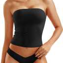 YEOREO Sophie Women Sexy Long Tube Tops Double Lined Basic Y2K Summer Cute Strapless Fitted Bandeau Going Out Crop Top (Small, Black)