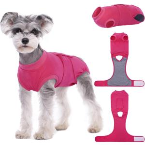 Kuoser Dog Surgery Suit Female Spay, Dog Recovery Suit Male Neuter, Pet Clothes Onesie for Surgery Anti Licking Abdominal Wounds Puppy Surgical Recovery Bodysuit Shirt, Substitute E-Collar & Cone, Size: M (Back:13.4-16.1'', Weight:14-25 Lb)