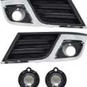 telfair Front Driving Fog Lights & Bezels Set Compatible with 2013-2017 Traverse - Chrome & Black ABS Housing, Polycarbonate Lens OE#‎GM1038148,GM1039148-4pcs (2013 2014 2015 2016 2017)