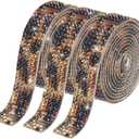 MECCANIXITY 3 Roll 3 Yard 12mm Self Adhesive Crystal Rhinestone Diamond Ribbon for Arts & Crafts Project, Wedding Cakes, Birthday Decorations Black,Brown