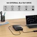 4 in 1 External Blu Ray Drive, 16x USB 3.0 and Type-C External Bluray Drive, Multi-Function Fast-Charging Desktop BD/CD/DVD Burner/Read with HDD Enclosure USB HUB for Both Mac/PC