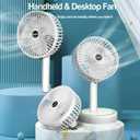 180 Foldable Small Desk Fan & Handheld Fan, 6.5 in Wireless,3 Speeds Battery Powered Portable Fan USB Rechargeable, Office Bedroom Dorm Camping Travel Cruise Essentials, Gifts for Women Men
