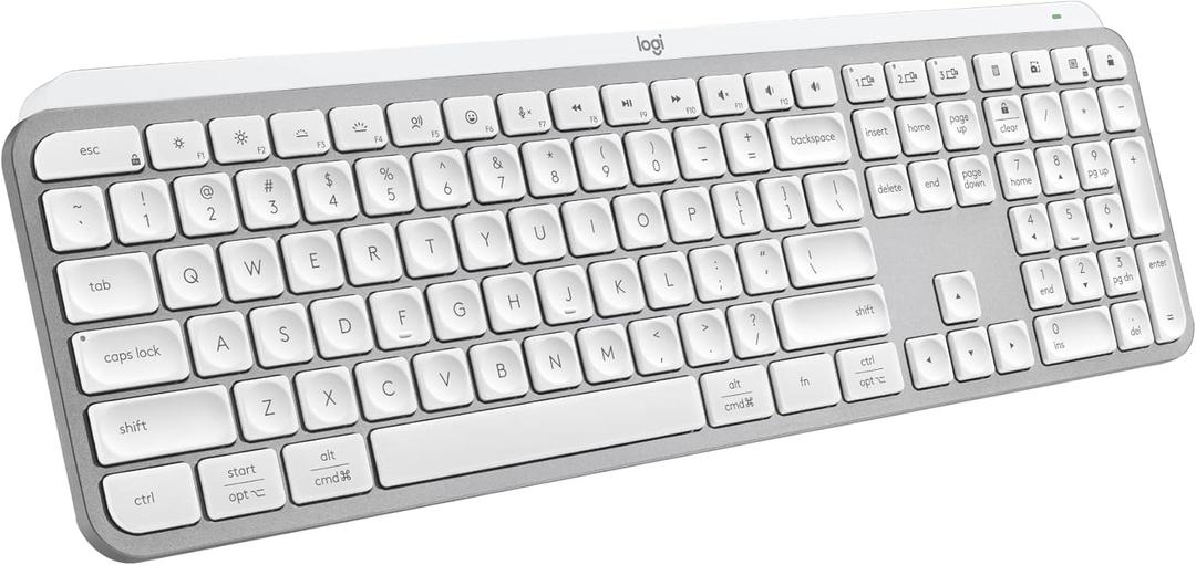 Logitech MX Keys S Wireless Keyboard, Low Profile, Fluid Precise Quiet Typing, Programmable Keys, Backlighting, Bluetooth, USB C Rechargeable, for Windows PC, Linux, Chrome, Mac - Pale Grey