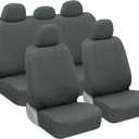 BDK carXS Gray Leather Car Seat Covers Full Set, 9-Piece Faux Leather Seat Covers for Cars, Includes Front Seat Covers and Back Car Seat Cover, Automotive Seat Covers for Trucks SUV