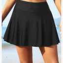 Tempt Me Women High Waisted Swim Skirt Tummy Control Swimsuit Bottom Bathing Suit Skirt with Panty, Black, XL