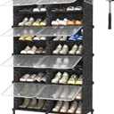 AWTATOS Shoe Rack, 8 Tier Shoe Storage Cabinet with Door, 32 Pair Shoe Organizer Shelves for Closet Hallway Bedroom Entryway, Black