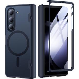 MOBOSI for Z Fold 5 Case Magnetic Hinge Coverage Protection, [Compatible with Magsafe], Galaxy Z Fold 5 Case Front Screen Protector, Shockproof Full Body Phone Case for Samsung Galaxy Z Fold 5, Black