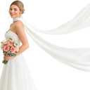 Bridal Neck Scarf Long for Wedding, 142 Inch White Wedding Scarf for Bride Minimalist Tulle Wrap for Ceremony Elopement Reception Bridal Portrait Accessory (White, M)