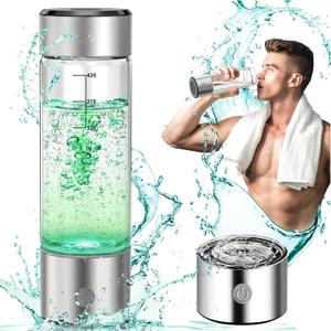 Upgrade 3Min 2000PPB Hydrogen Water Bottle Generator -SPE PEM Tech, 14OZ Portable Hydro Water Bottle Machine, Birthday Xmas Gift for Husband,Wife,Family,Friends,Travel (Silver)