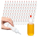 Mifoci 100 Pcs 1 oz Small Condiment Plastic Squeeze Bottle with Red Cap Mini Boston Dispensing Bottles Container Suitable for Dressing Salad Dressing Oil Cookies Writing Paint Glues