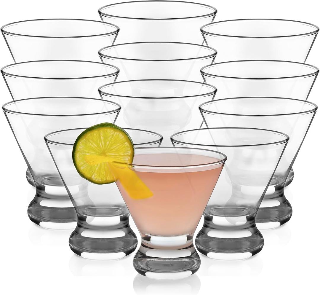 Libbey Cosmopolitan Stemless Martini Glasses Set Of 12, Dishwasher Safe Holiday Martini Glass, Lightweight Cocktail Glass Set for Wedding Party, 8.3 Ounces