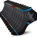 Mens Athletic Ankle Socks, Cushioned Running Socks, Low Cut Moisture Wicking Short Cotton Socks 6 Pairs